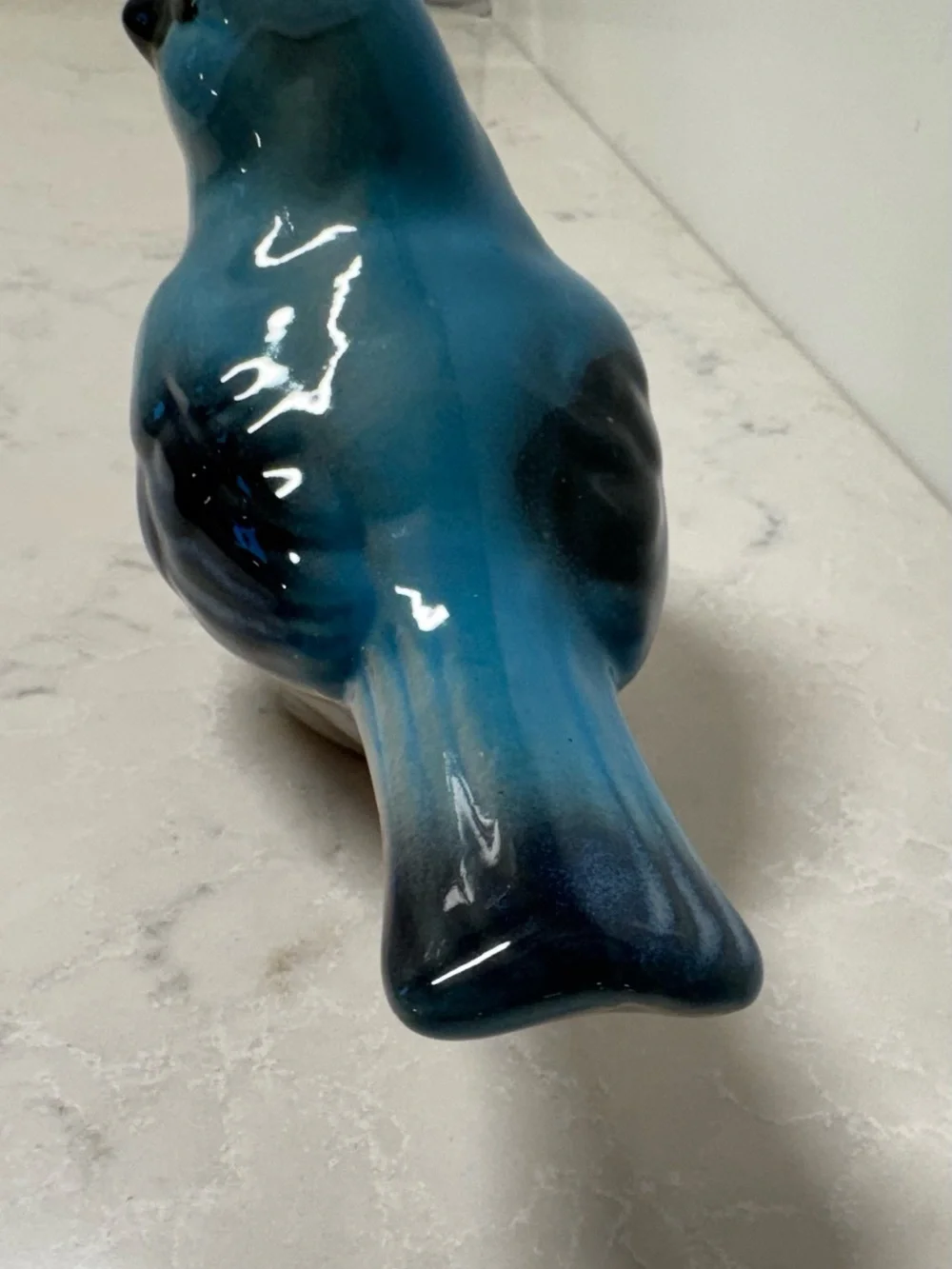 Vintage Blue Ceramic Bird Figurine